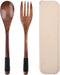 Wooden Cutlery Set with Case - Reusable Spoon and Fork Set, Portable for Lunch, Camping, Travel, Household Office