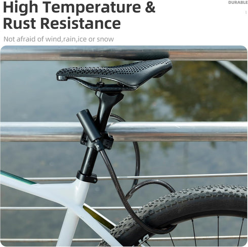 ROCKRBOS Bike Cable Lock with 2 Keys & 1 Mount Bracket, ABS Lock Shell for Bike/Gate/Scooter