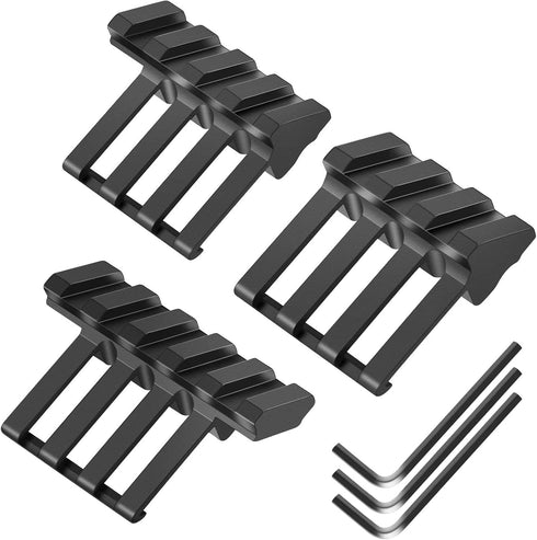 Picatinny Offset Rail Mounts, 3, 4, 5 Slots, 45 Degree Offset Angled Picatinny Weaver Rail Mount, Aluminum Low Profile
