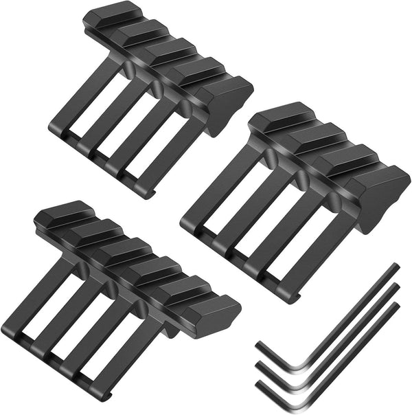 Picatinny Offset Rail Mounts, 3, 4, 5 Slots, 45 Degree Offset Angled Picatinny Weaver Rail Mount, Aluminum Low Profile