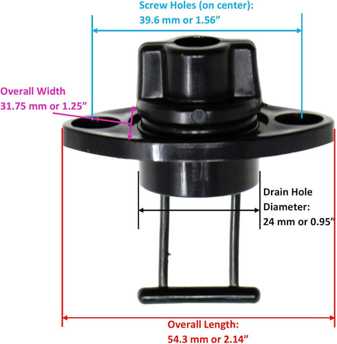 JSP Manufacturing Universal Kayak Plastic Drain Plug and Base Assembly Kit for Pelican, Lifetime Kayaks