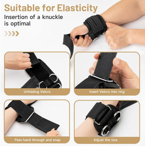 10mm MANUEKLEAR Non-Slip Wrist Straps for Weightlifting Deadlifting, Gym Lifting Straps with D Rings for Cable Machine