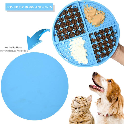 Bangp Licking Mat for Dogs and Cats, Heavy-Duty Puzzle Mat for Treats, Perfect for Yogurt or Peanut Butter (Blue)