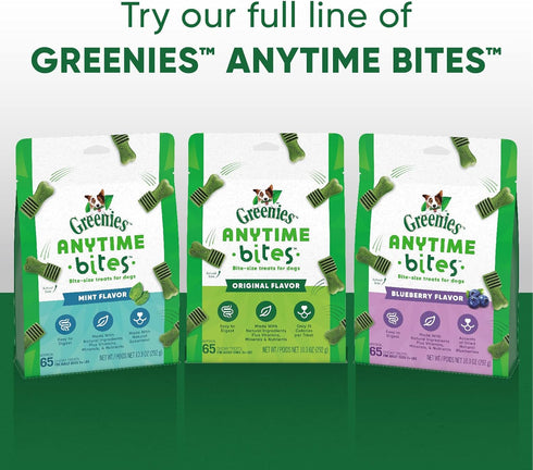 Greenies Anytime Bites Dog Treats, Blueberry Flavor, 10.3 oz Bag