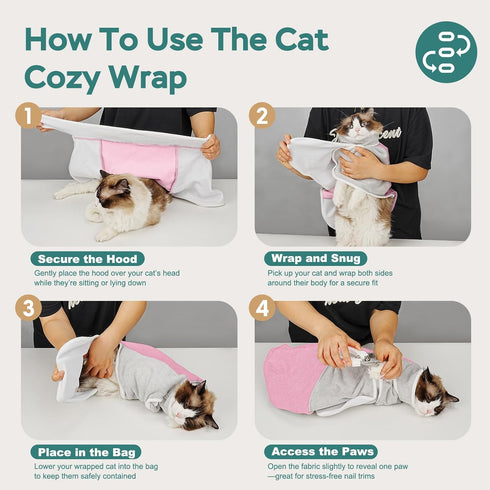 Pawfun Pink-S-2 Self-Adhesive Cat Grooming Wrap