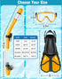 Snorkel Set with Fins for Adults, Snorkeling Gear Combo Set with Dry Top Snorkel Mask and Travel Bag for Diving,