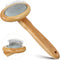 Sheepskin Wool Brush - Stainless Steel Pins Bamboo Slicker Carding Rug Comb for Unmat Fur Rugs, Short Hair Grooming
