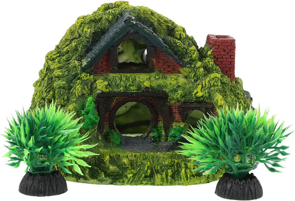 BESPORTBLE Aquarium Decoration Fantasy Cottage Hideout Resin Fish Cave Shrimp Shelter Double-Layer