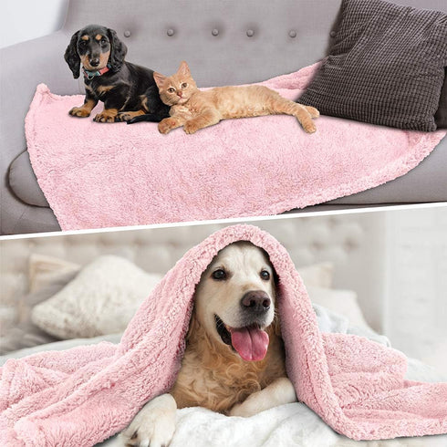 PetAmi Fluffy Waterproof Dog Blanket for Small Medium Dogs, Soft Warm Sherpa Throw, 24x32 Pink Blush