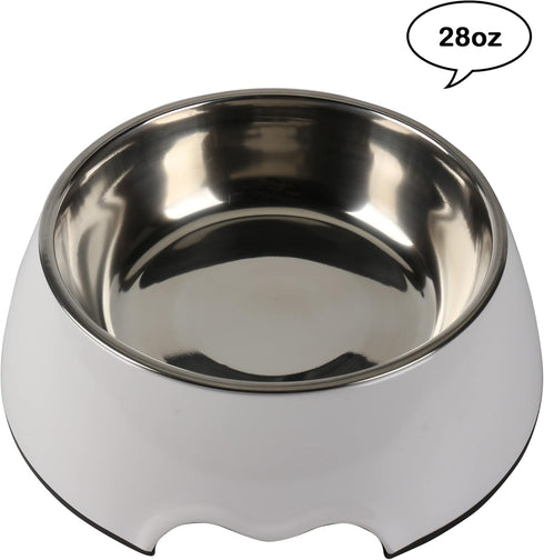 M&BGWPP Melamine Plastic Dog Food Bowl, Non-Skid Base, 2-in-1 Removable Stainless Steel Feeder Holder