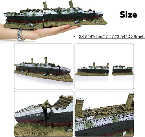 Titanic Wreck Ornaments, Resin Aquarium Decoration, Lost Wrecked Boat Ship Ornament