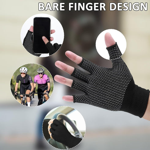 Hariendny Lightweight Men and Women Half-Finger Slip Breathable Fingerless Work Gloves, Fingerless Work Gloves