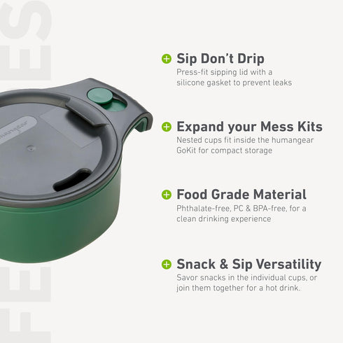 humangear cupCUP, Nesting Cup Mess Kit for Camping with Secure Lid
