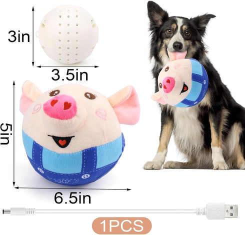 BABORUI Interactive Dog Toys Pig, Jumping Squeaky Dog Toys with Recording and Music Modes, Rechargeable for All Sizes