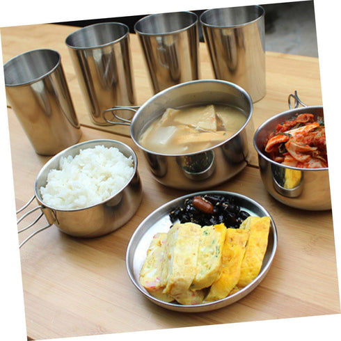 4pcs Set Backpacking balacoo Portable Stainless Steel Camping Cookware Combination Cooking Outdoor Cooking Hiking