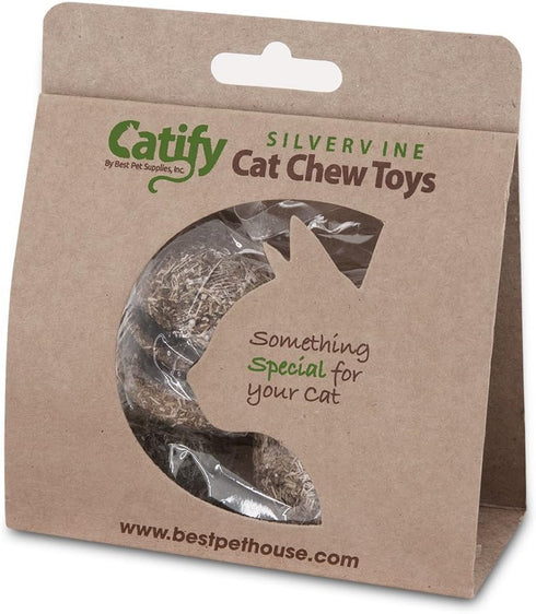 Natural Silvervine Cat Chew Toy, Interactive Chewing Toys with Catnip Effect - Trio Hamburger & Ball, 2 Packs