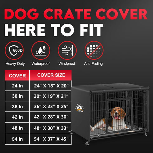 Dog Crate Cover 54 Inch, 600D Waterproof & Heavy Duty Kennel Crate Covers, Universal Fit for Most Wire Pet Crates