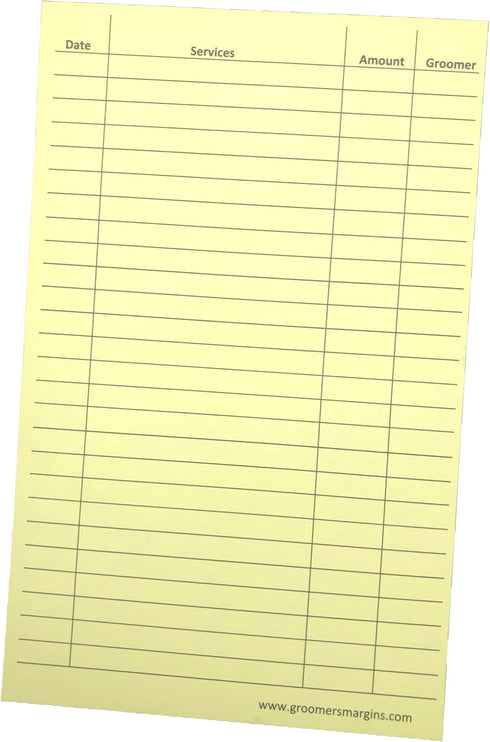 Yellow Dog Grooming Cards 5X8 (100 Pack 8 X 5 inches) Dog Groomer Client Cards for Veterinarians, Pet Kennel Records, and Cat Grooming (Canary) by Groomers Margins