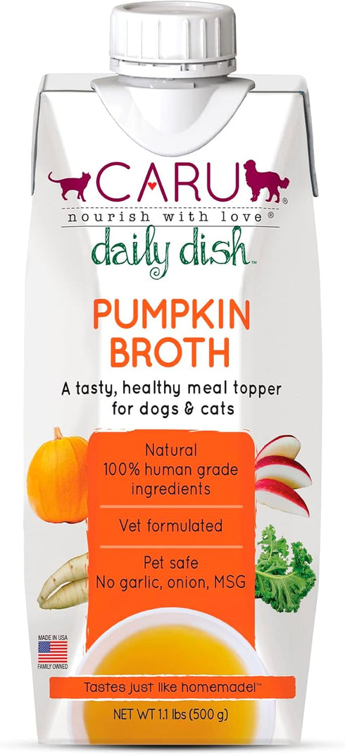 CARU Daily Dish Pumpkin Broth Meal Topper for Dogs & Cats, Savory Pour-Over Broth, 1.1 lbs.