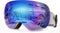 FONHCOO Ski Goggles for Men Women, Anti-Fog OTG Snowboard Glasses with Detachable Lens for Skiing Skating