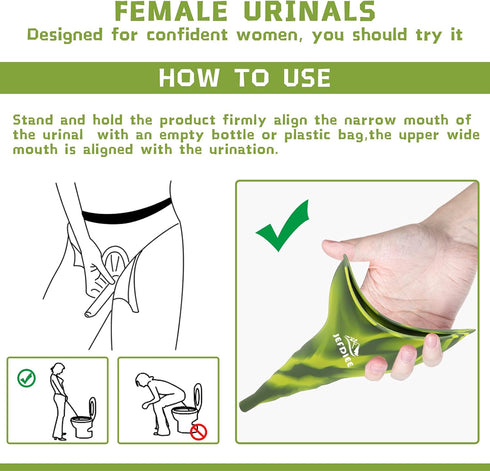 JefDiee Female Urination Device, Silicone Pee Funnel for Women, Female Urinal Allows Women to Pee Standing Up, Reusable