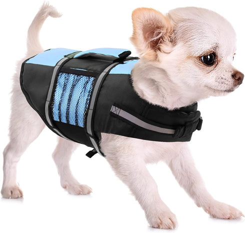 Queenmore Small Dog Life Jacket - Adjustable Pet Life Vest for Small and Medium Dogs, High Buoyancy, Rescue Handle