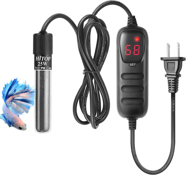 HITOP Mini Submersible Aquarium Heater, 25W 50W 100W 200W 300W for Fish Tank 1-70 Gallon