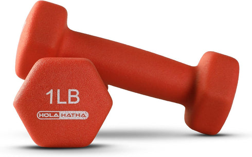 HolaHatha Neoprene Dumbbell Weight Set with Rack, 2, 3, 5, 8, and 10 Pound for Home Exercises
