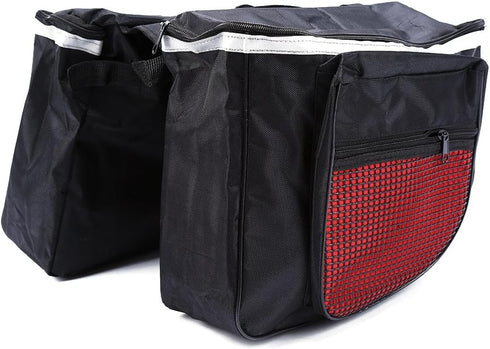 Keenso Large Capacity Double Rear Bike Bags, Waterproof Side Bags for Outdoor Riding, 25L, Black/Red