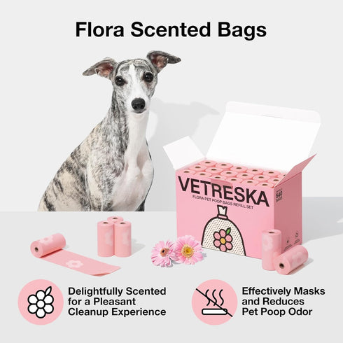 36 540 VETRESKA Lavender Scented Dog Poop Bags, Leak Proof, Extra Thick and Large Pet Waste Bags for Dog Walking