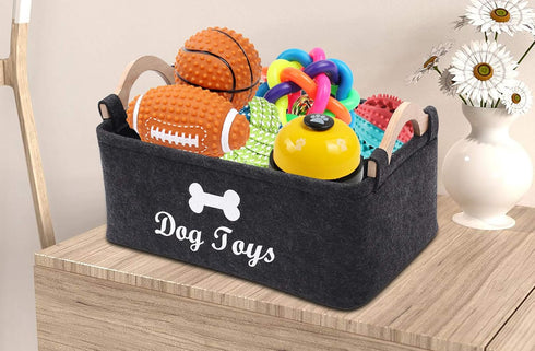 Morezi Felt Pet Toy Box and Dog Storage Basket Organizer - Dark Grey