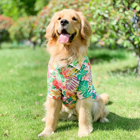 Dog Hawaiian Shirt, Summer Pet Clothes Large Dog Cool Costume Beach T-shirt for Medium Large Dog(Red,7XL)