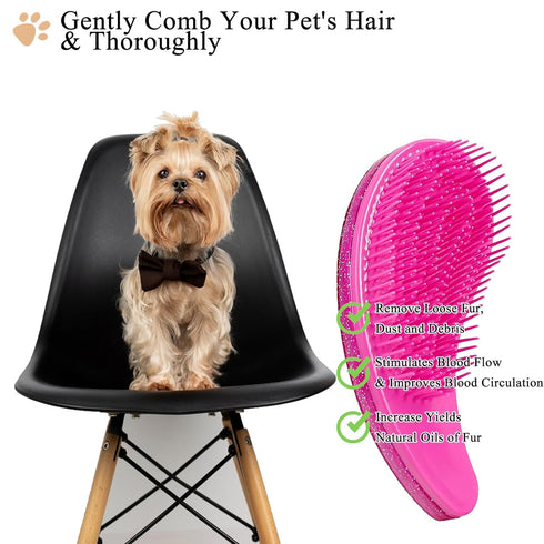 Small Dog Brush, Soft Pet Grooming Brush for Shih Tzus, Yorkies, Maltipoos, Maltese, Puppy Massaging Hair Brush, Cat