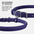 CollarDirect Rolled Leather Dog Collar, Soft Padded Round Handmade Genuine Leather, 13 Colors, 13-16 Inch, Purple Smooth