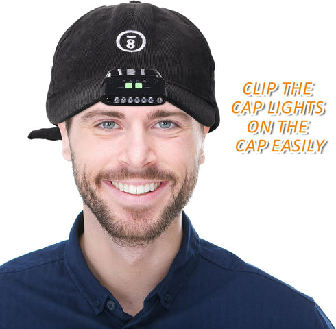 Mudder LED Clip on Cap Lights, USB Rechargeable Waterproof Ultra Bright Hat Flashlight for Fishing Camping