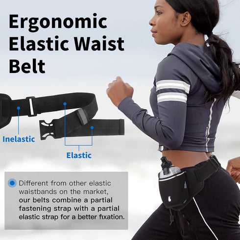 PYFK Upgraded Running Belt with Water Bottles, Hydration Belt for Men and Women, Fanny Pack for Running Hiking