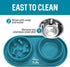Pets Dog Bowl Set - Removable Double Slow Feeder Bowls with Non-Skid Silicone Mat, Stainless Steel Water Bowl (Dirty