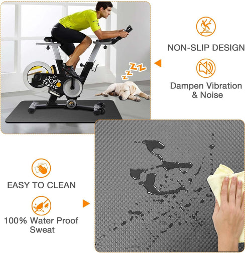 Treadmill Mat Compatible with Peloton Bike, 6mm Thick Exercise Bike Mat for Treadmill and Row, Protects Floors