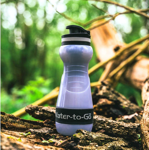 WATER-TO-GO Water Filter Bottle (18.5oz/55cl) - Eco-friendly Bioplastic, Incl. 3-in-1 Purifier Filter, Green Bundle for