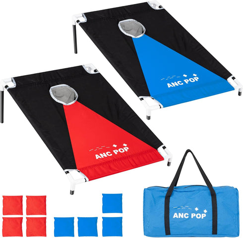 ANC POP Portable Cornhole Game Set PVC Framed Corn Holes Outdoor Game