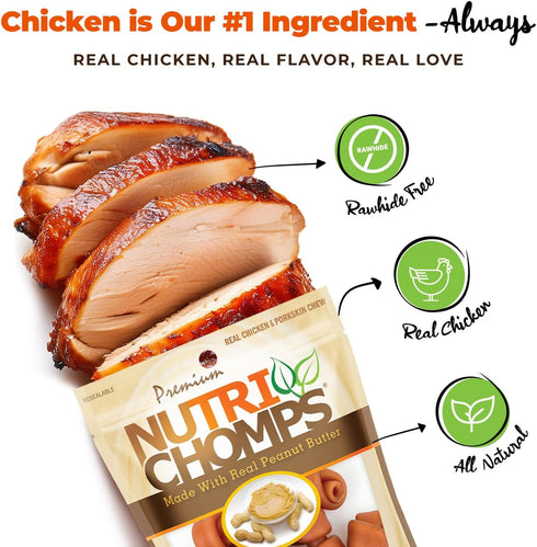NutriChomps Dog Chews, 2.5-inch Knots, Rawhide-Free Treats, 8 Count, Real Peanut Butter