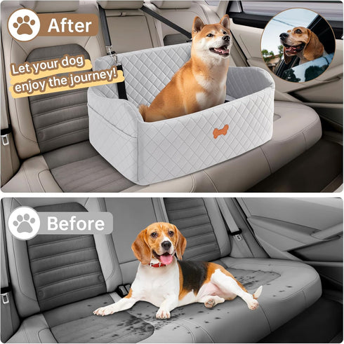 KEELUXE 55 lbs 2 2 Car Seat for Large Size Dog, Booster Seat for Dogs Under or Small Dogs, Soft Car Dog Bed Filling