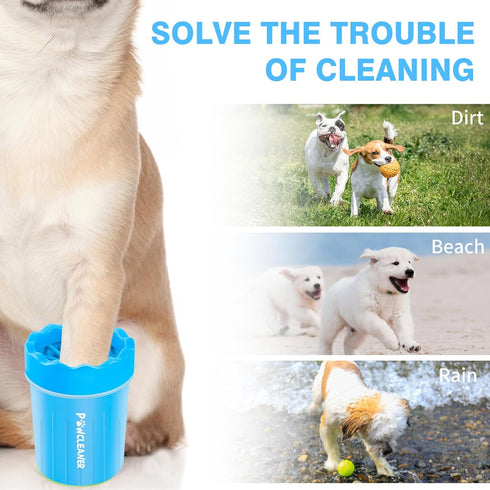 Dog Paw Cleaner, Portable Dog Paw Washer Pet Cleaning Silicone Brush with 3 Absorbent Towel, Pet Foot Cleaner for Small Breed Dogs(Blue)