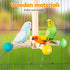 FrgKbTm Rotating Bird Perches Toy, Interactive Spinning Parrot Parakeet Toys, Wooden Exercise Stand Bird Cage