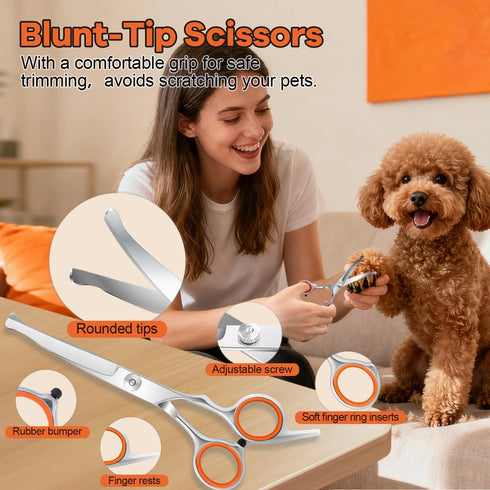 Trimmer Trimmers Dog Paw with LED Light, Low Noise and USB Rechargeable, Safe Rounded-Tip Scissors, Paw for Dog's Feet