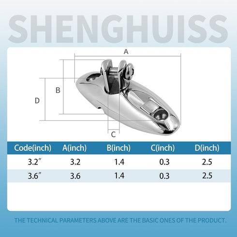 SHENGHUISS Quick Release Bimini Top Swivel Hinge - 316 Stainless Steel Deck Side Mount Marine Hardware with Screws