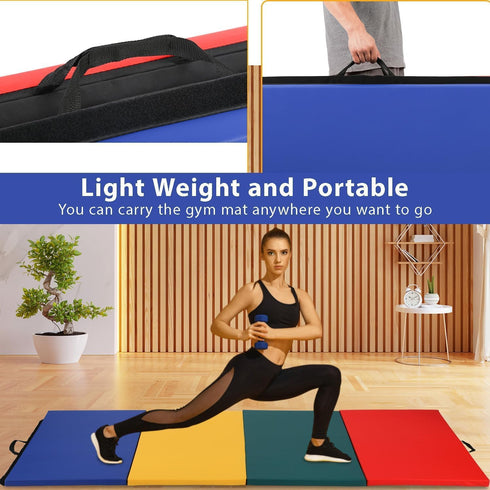 4-Panel 4'x8'x2'' Folding Gymnastics Mat Yoga Mats Exercise Mat Gym Mat for Home Aerobics Workout Foldable Tumbling Mat