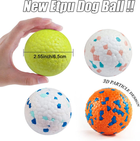 Indestructible Dog Balls for Aggressive Chewers - Floating Bouncy Balls for Small Breed Dogs - 2.5" (4 Pack)