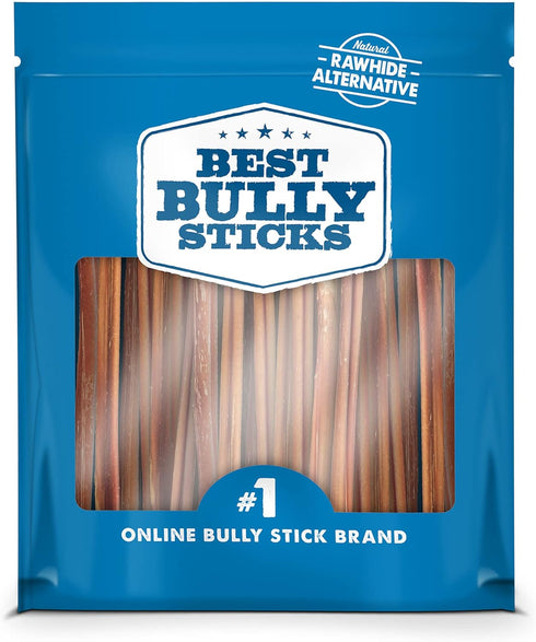 Best Bully Sticks 6 Inch All-Natural Thin Bully Sticks for Dogs - 24 Pack, 100% Grass-Fed Beef, Grain and Rawhide Free