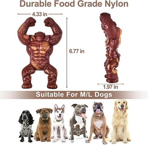 PETSTA Indestructible Dog Toys for Aggressive Chewers, Tough Real Beef Flavored Dog Bone for Large Breeds